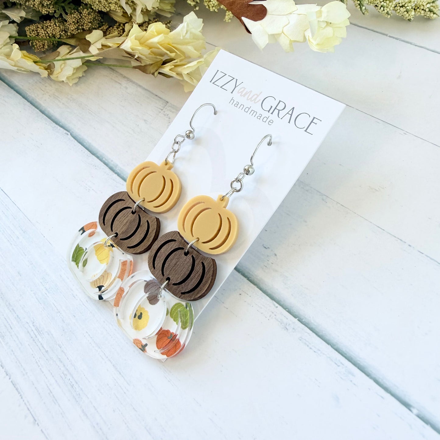 Pumpkin Stack Earrings | Mustard