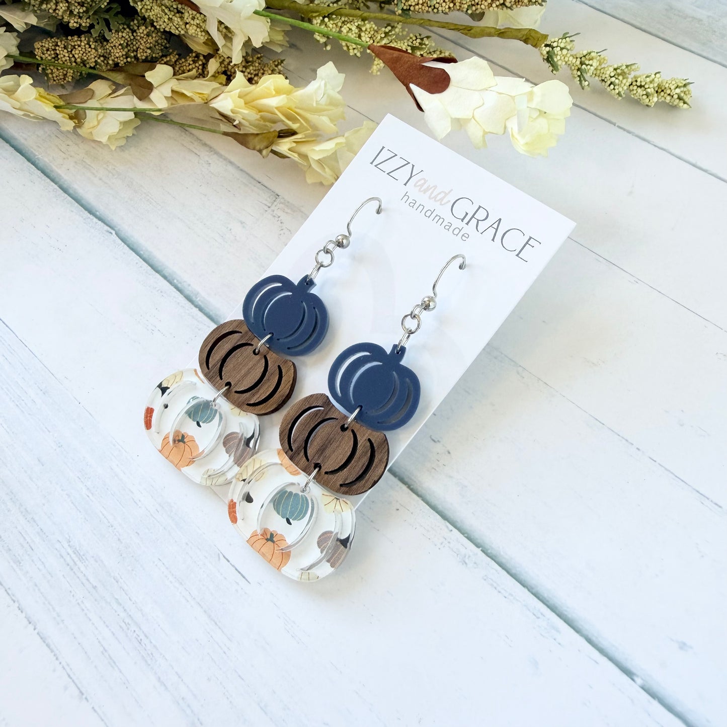 Pumpkin Stack Earrings | Navy
