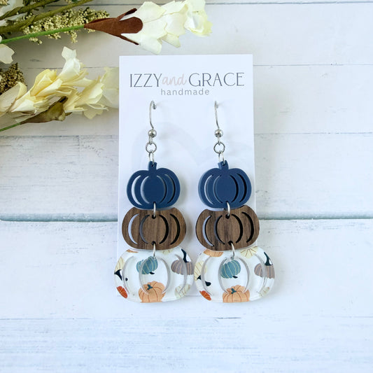 Pumpkin Stack Earrings | Navy