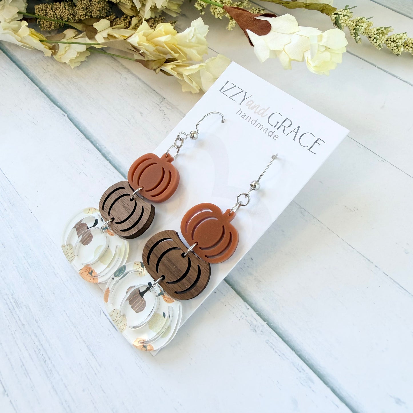 Pumpkin Stack Earrings | Orange