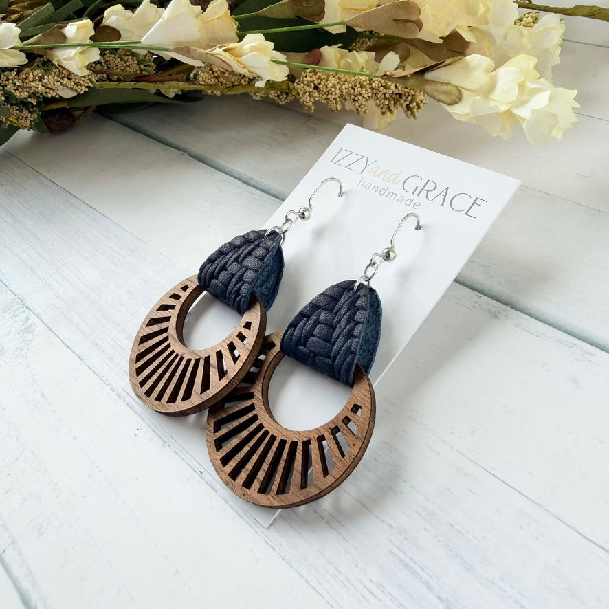 Radial Hoop Earrings | Navy Knit