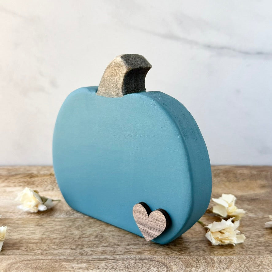 Wood Pumpkin with Heart Accent