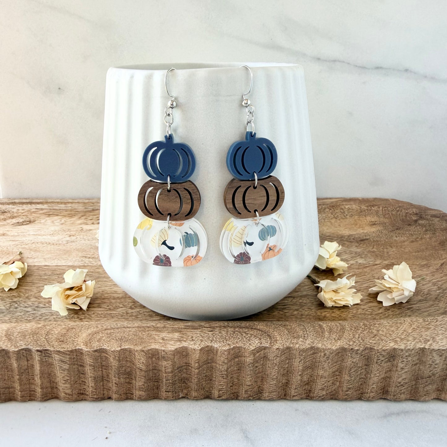 Pumpkin Stack Earrings | Navy