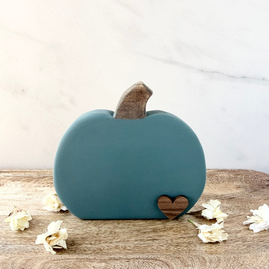 Wood Pumpkin with Heart Accent