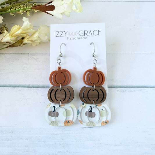 Pumpkin Stack Earrings | Orange