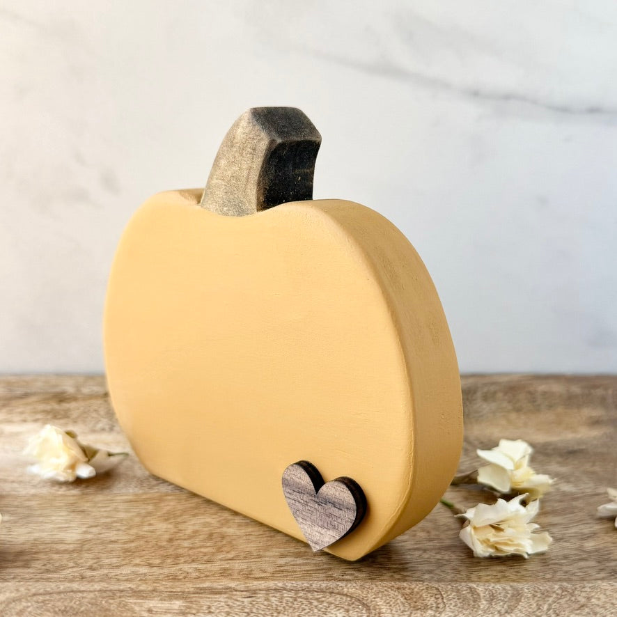 Wood Pumpkin with Heart Accent