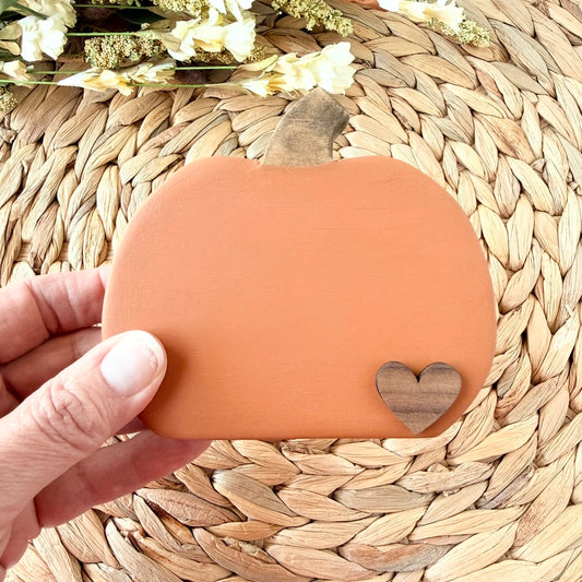 Wood Pumpkin with Heart Accent