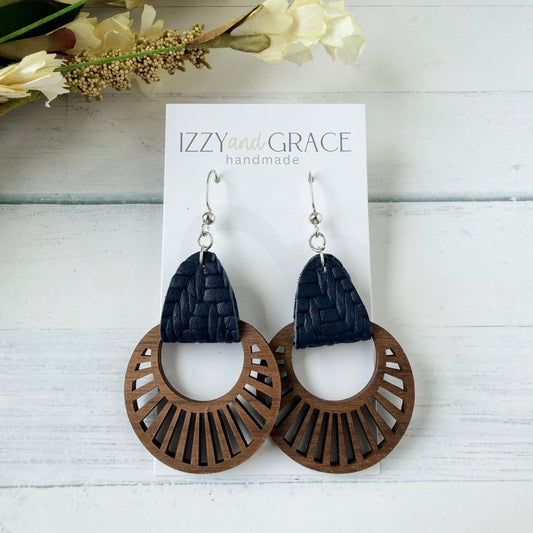 Radial Hoop Earrings | Navy Knit