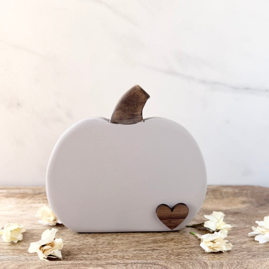 Wood Pumpkin with Heart Accent