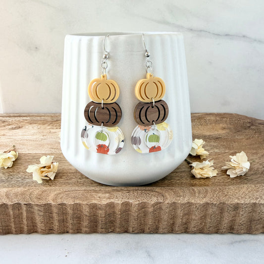 Pumpkin Stack Earrings | Mustard