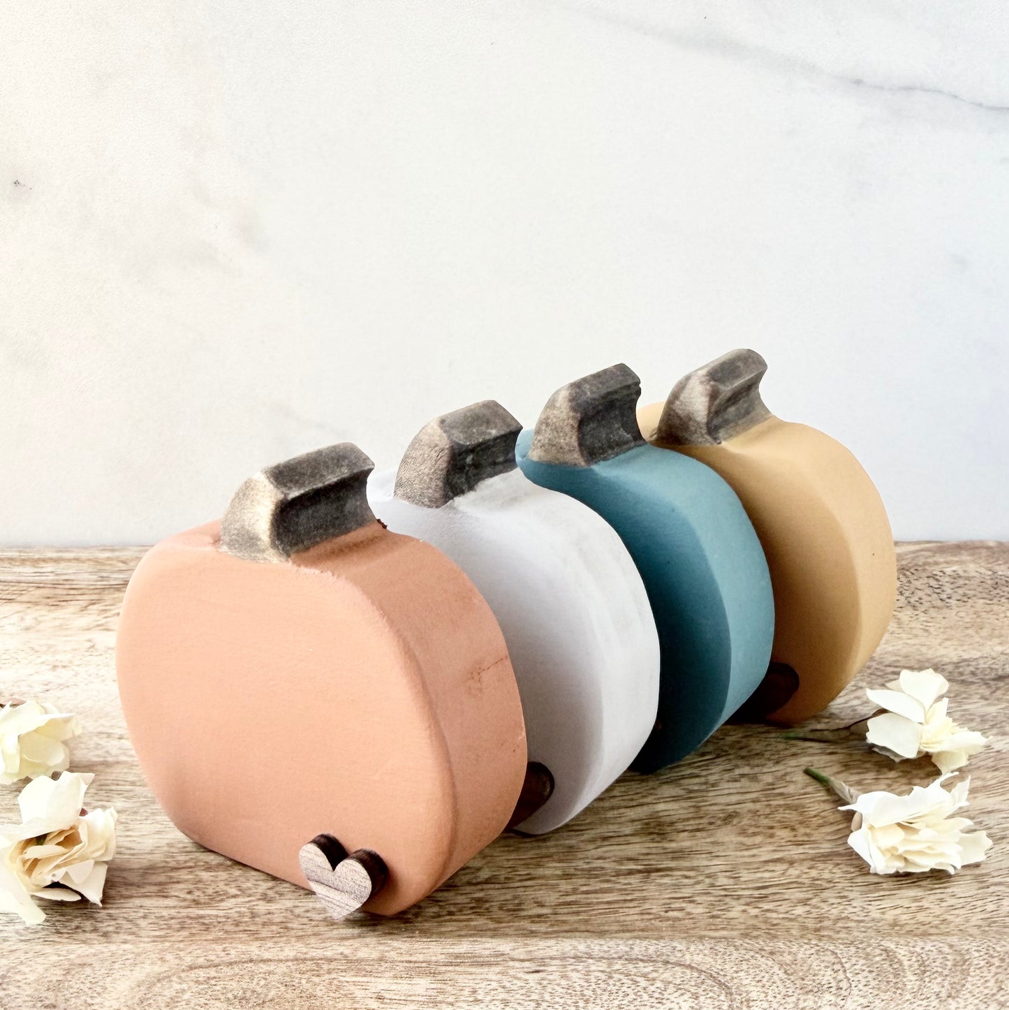 Mini Wood Pumpkin with Heart Accent
