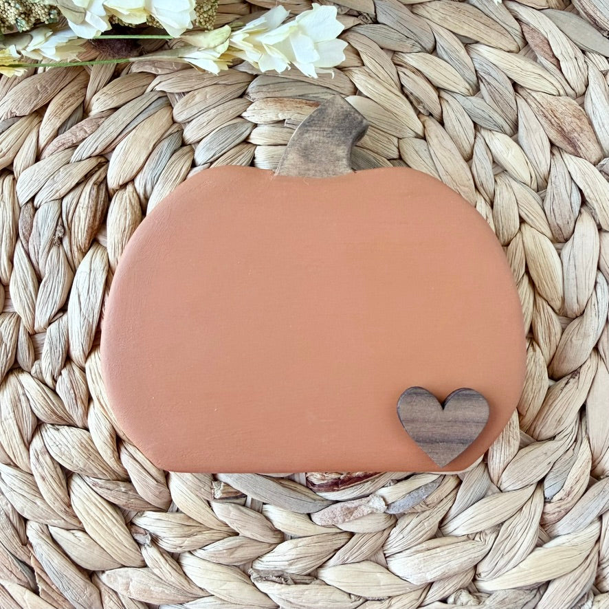 Wood Pumpkin with Heart Accent