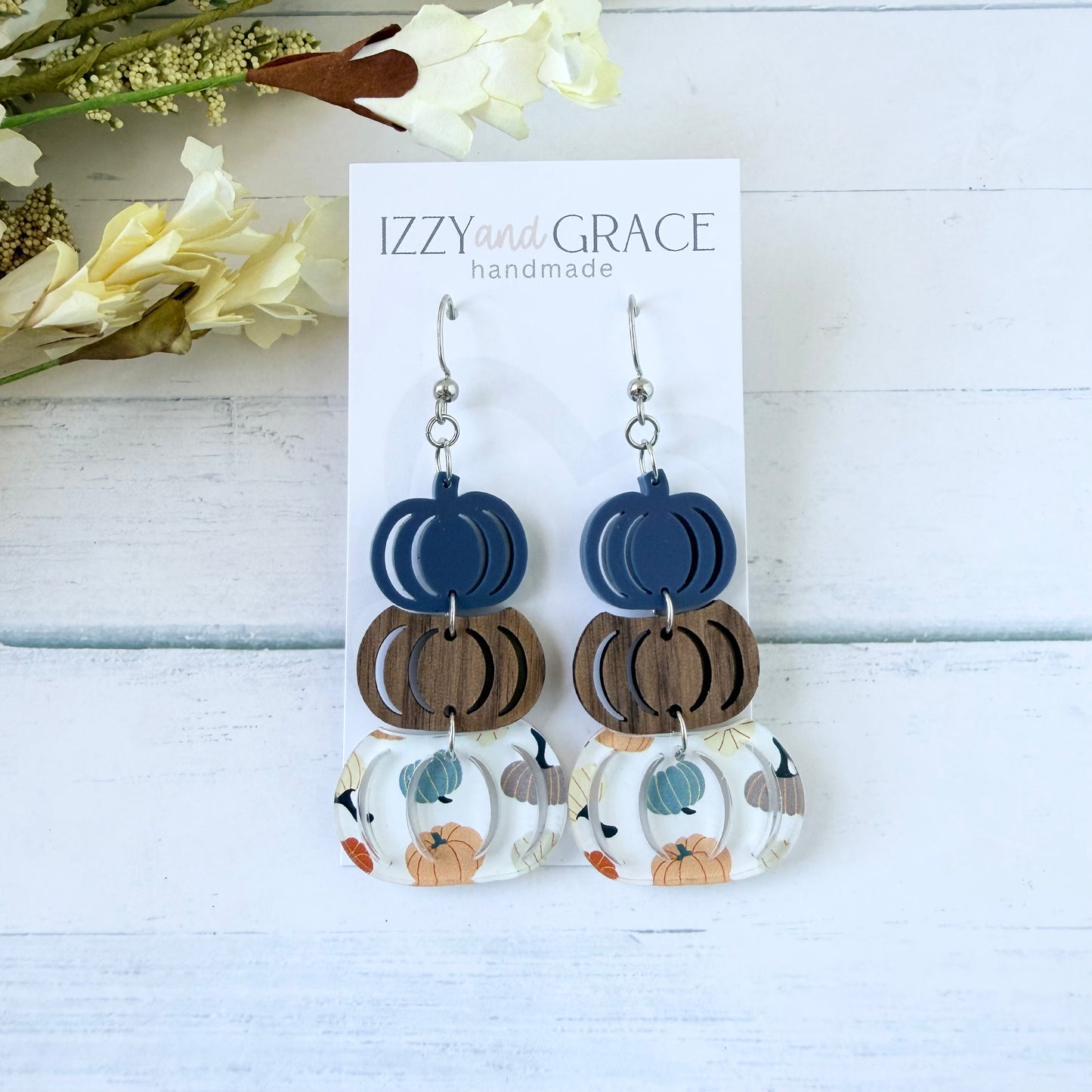 Pumpkin Stack Earrings | Navy