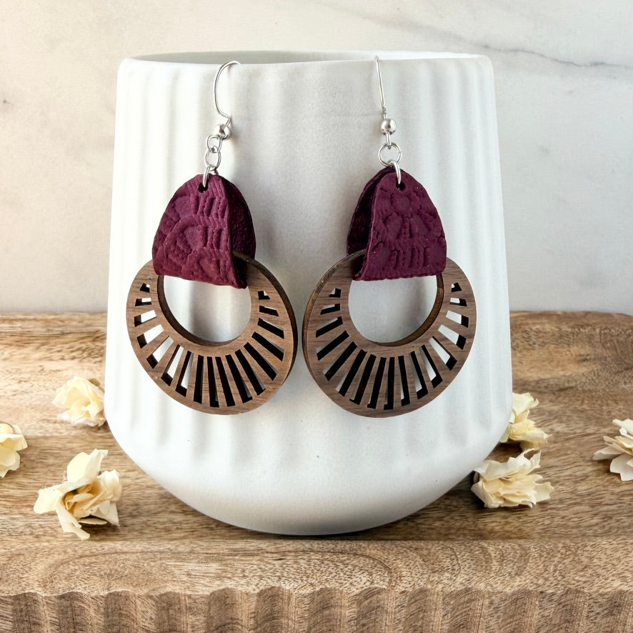 Radial Hoop Earrings | Burgundy Lace