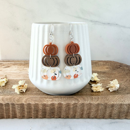 Pumpkin Stack Earrings | Orange