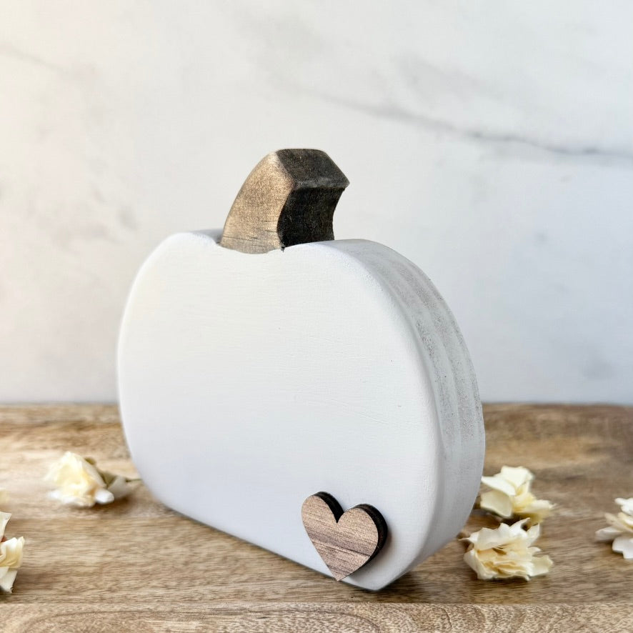 Wood Pumpkin with Heart Accent