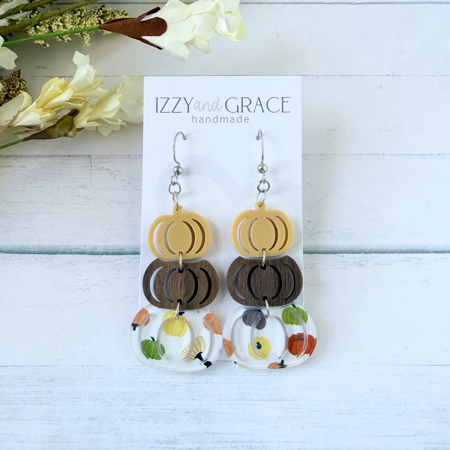Pumpkin Stack Earrings | Mustard