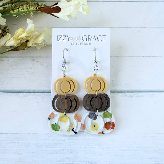 Pumpkin Stack Earrings | Mustard