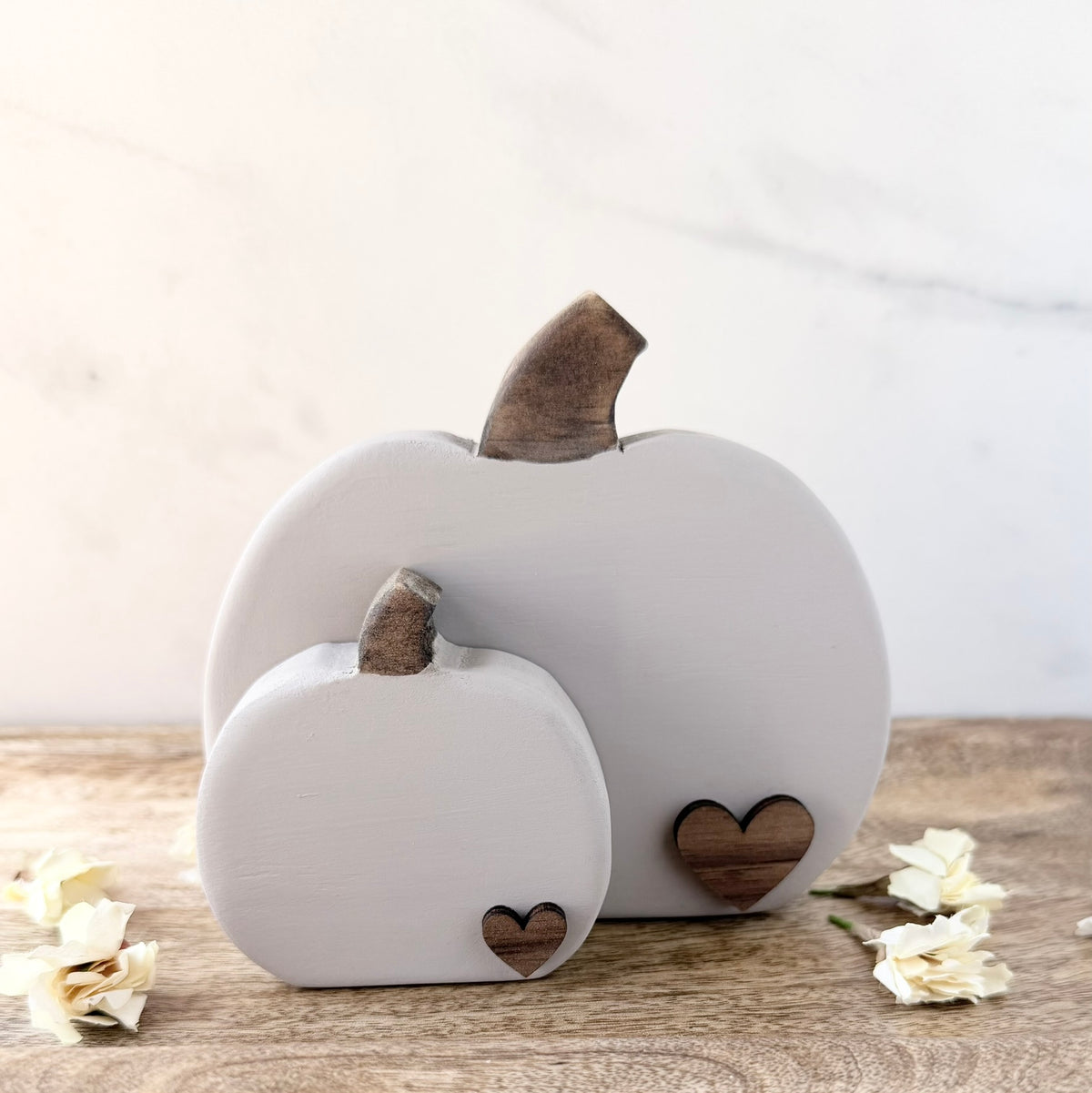 Mini Wood Pumpkin with Heart Accent
