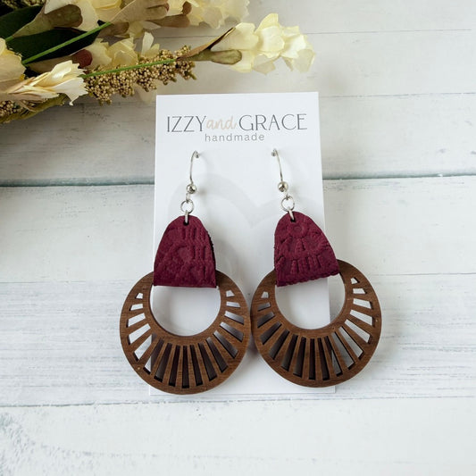 Radial Hoop Earrings | Burgundy Lace