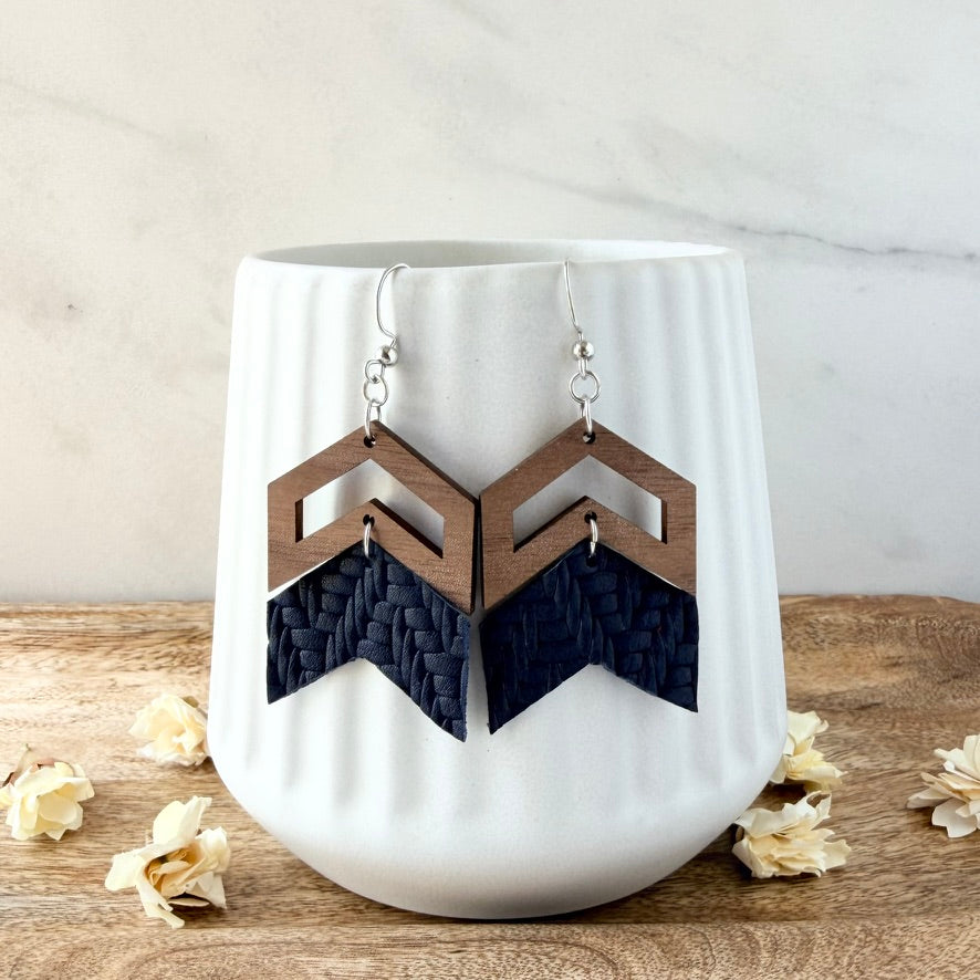 Chevron Earrings | Navy Knit